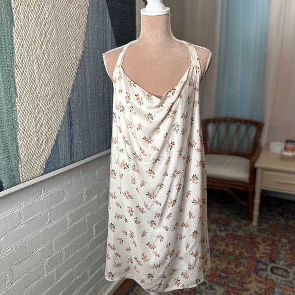 American Eagle Cream Floral Halter Top Dress - Picture 3 of 9